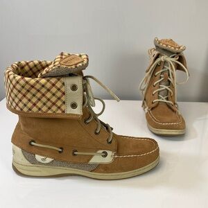 Sperry Top Siders LadyFish Fold Down Lace Up Boots Size 8